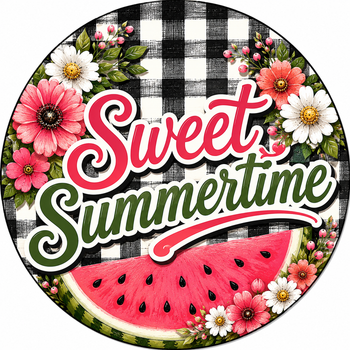 Sweet Summertime Watermelon Sign, PS-W-0015, 12in Sign For Wreath, Wood Wreath Sign