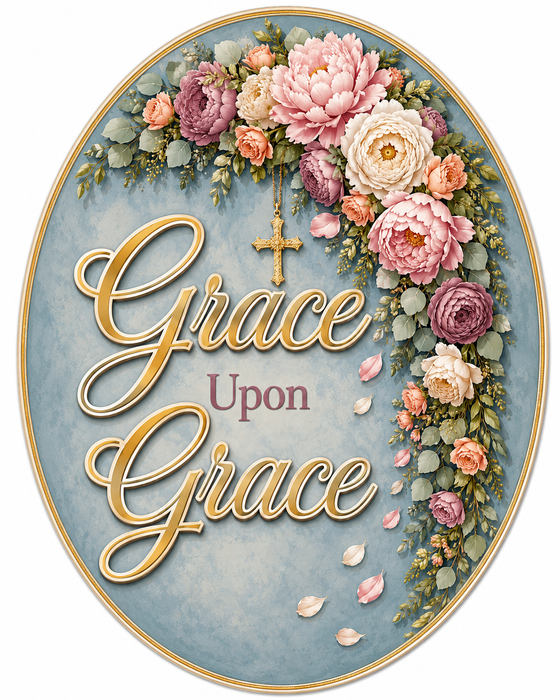 Grace Upon Grace, PS-W-0080, 12in Sign For Wreath, Wood Wreath Sign
