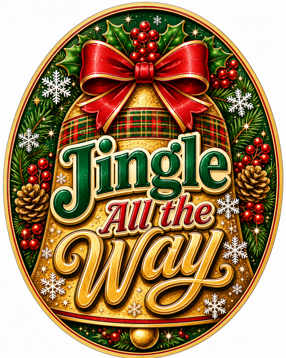 Jingle All the Way Oval, PS-W-0084, 12in Sign For Wreath, Wood Wreath Sign