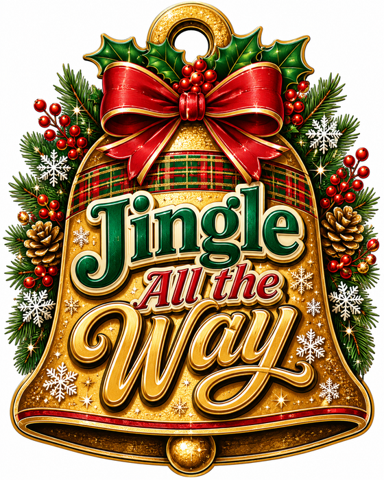 Jingle All the Way Bell Cutout, PS-W-0085, 12in Sign For Wreath, Wood Wreath Sign