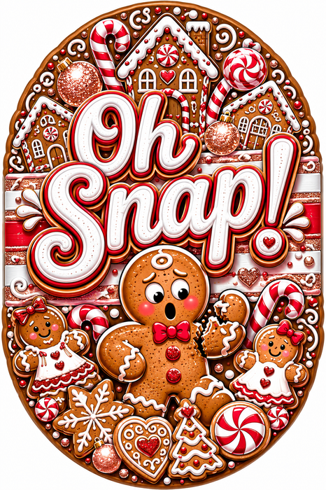 Oh Snap Gingerbread Oval, PS-W-0103, 12in Sign For Wreath, Wood Wreath Sign