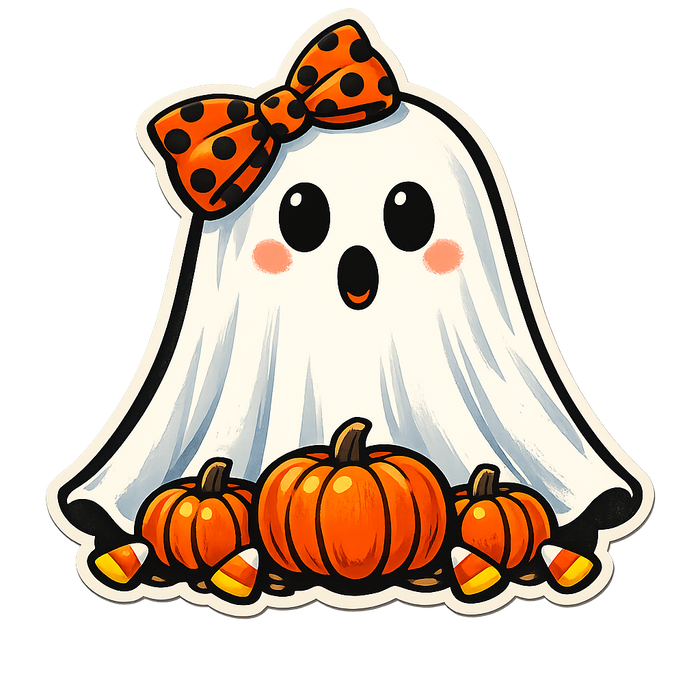 Cute Ghost with Pumpkins Sign, PS-W-0107, 12in Sign For Wreath, Wood Wreath Sign