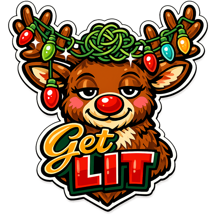 Get Lit Reindeer Sign, PS-W-0108, 12in Sign For Wreath, Wood Wreath Sign