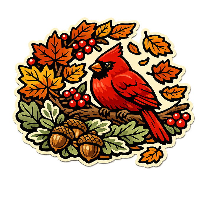 Autumn Cardinal No Text Sign PS-W-0116