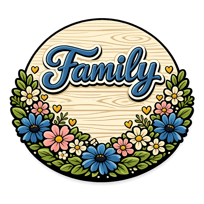 Family Sign, PS-W-0129, 12in Sign For Wreath, Wood Wreath Sign