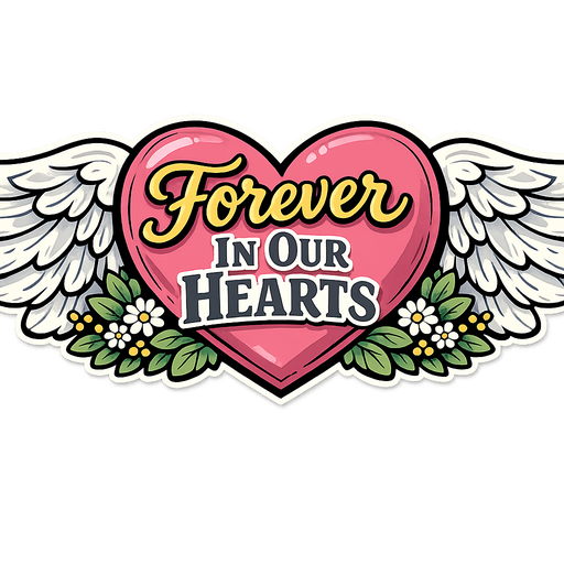 Forever In Our Hearts Winged Heart Memorial Sign PS-W-0132