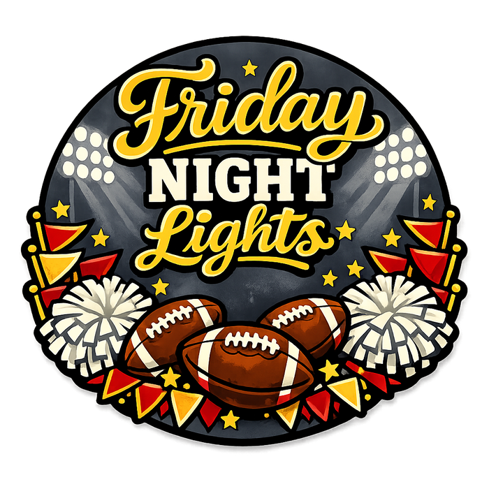 Friday Night Lights Football Sign, PS-W-0133, 12in Sign For Wreath, Wood Wreath Sign