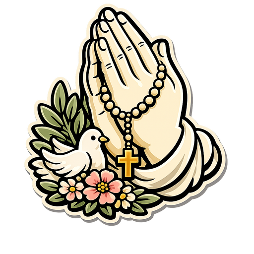 Praying Hands Dove Rosary Sign PS-W-0138