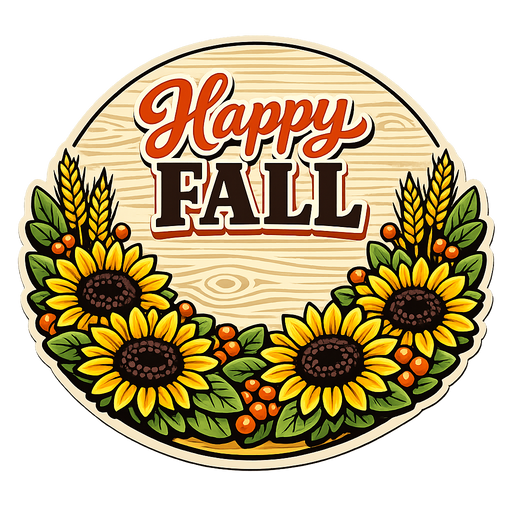 Happy Fall Sunflowers Wheat Sign PS-W-0140