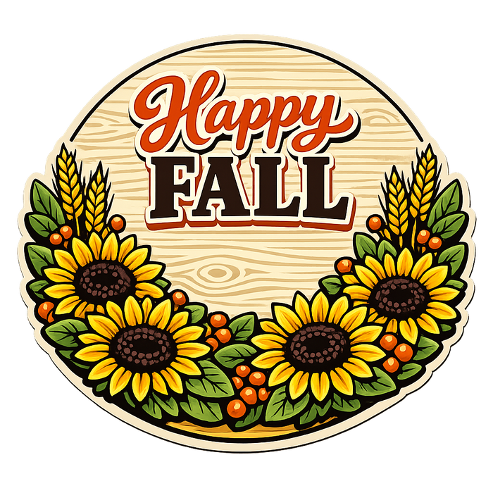 Happy Fall Sunflowers Sign, PS-W-0140, 12in Sign For Wreath, Wood Wreath Sign