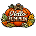 Hello Pumpkin Cutout Gingham Bow Sign PS-W-0145