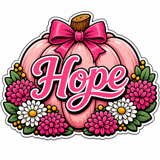Hope Pink Pumpkin Flowers Sign PS-W-0151