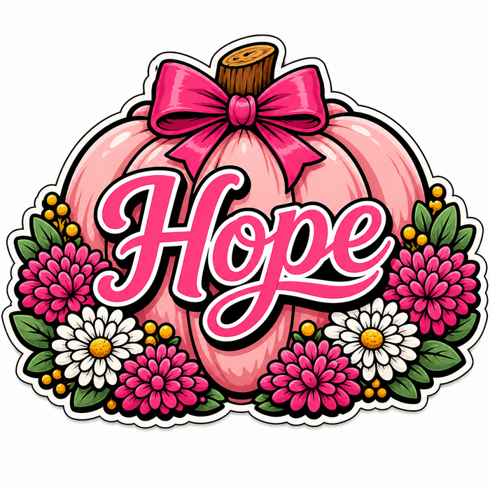 Hope Pink Pumpkin Flowers Sign PS-W-0151