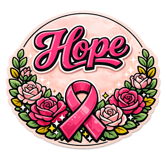 Hope Pink Ribbon Breast Cancer Awareness Sign, PS-W-0152, 12in Sign For Wreath, Wood Wreath Sign