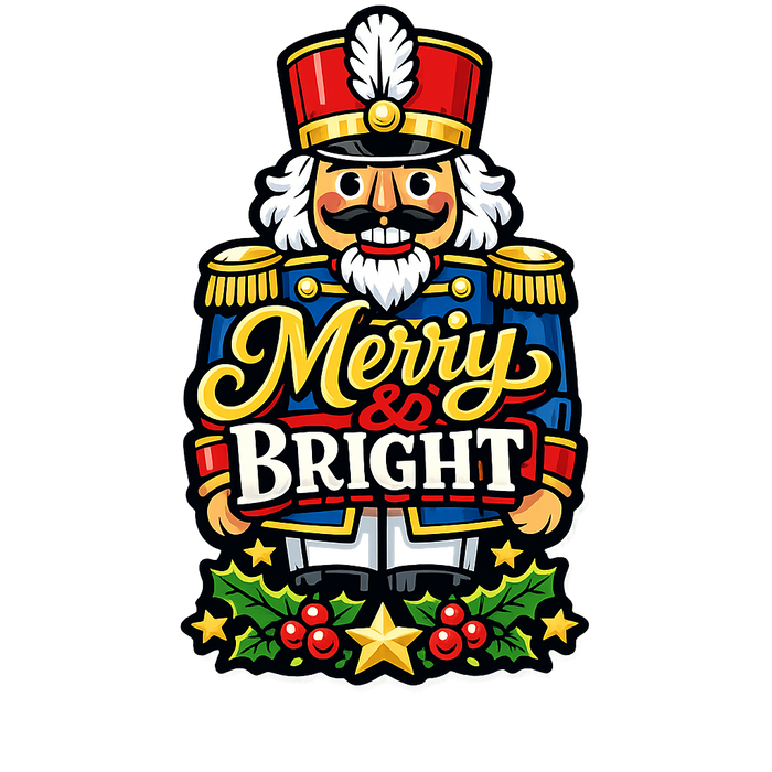 Merry and Bright Nutcracker Christmas Sign, PS-W-0157, 12in Sign For Wreath, Wood Wreath Sign
