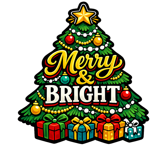 Merry and Bright Tree Christmas Sign, PS-W-0158, 12in Sign For Wreath, Wood Wreath Sign