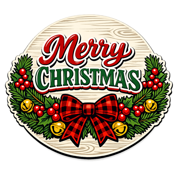 Merry Christmas Plaid Sign, PS-W-0160, 12in Sign For Wreath, Wood Wreath Sign