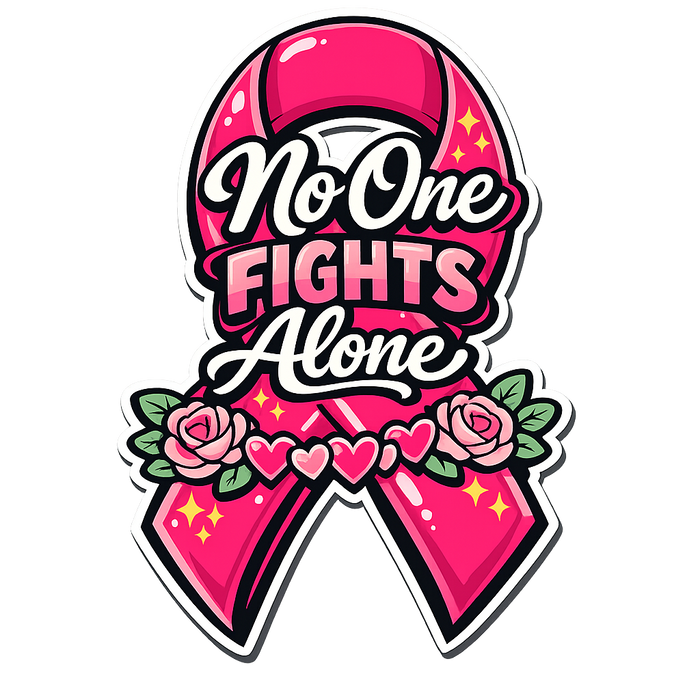 No One Fights Alone Pink Ribbon Sign PS-W-0163