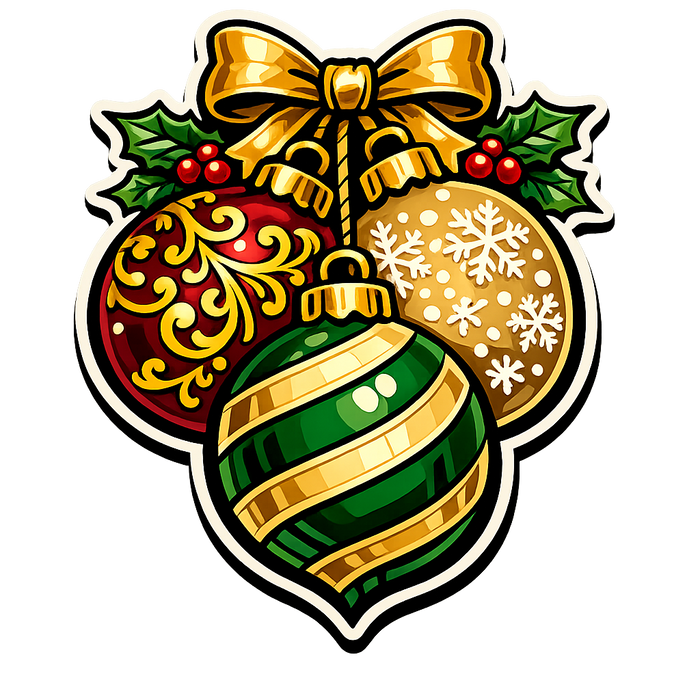 Ornament Cluster Gold Bow Sign PS-W-0165