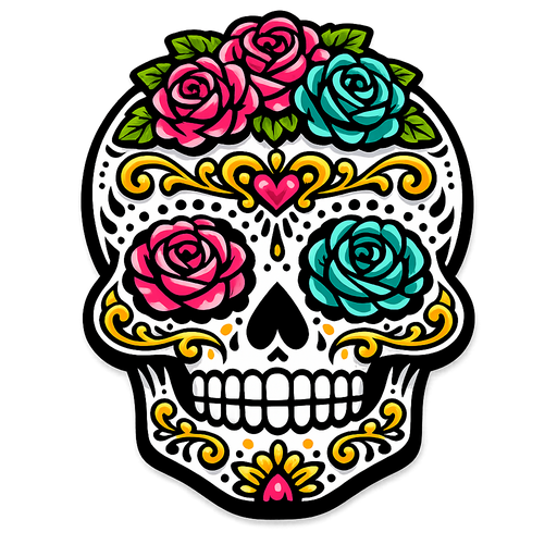 Sugar Skull Roses Sign PS-W-0169