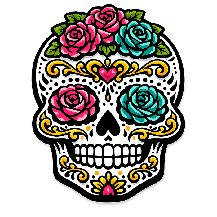 Sugar Skull Roses Sign PS-W-0169