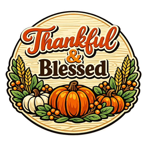 Thankful and Blessed Pumpkin Wheat Sign PS-W-0170