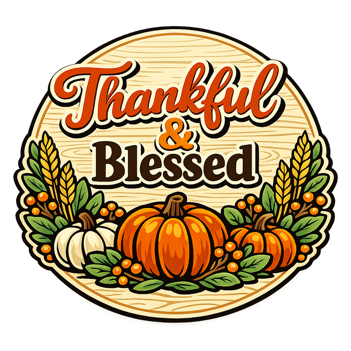 Thankful and Blessed Pumpkin Wheat Sign PS-W-0170