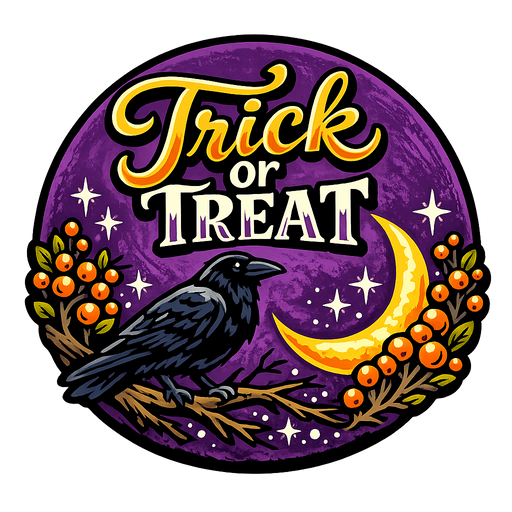 Trick Or Treat Raven Moon Sign PS-W-0173