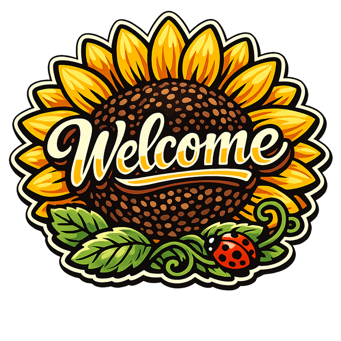 Welcome Giant Sunflower Ladybug Sign PS-W-0176