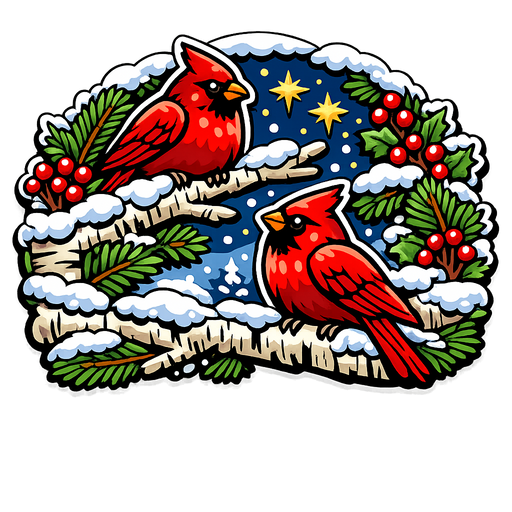 Winter Cardinals Snowy Branches Sign PS-W-0178