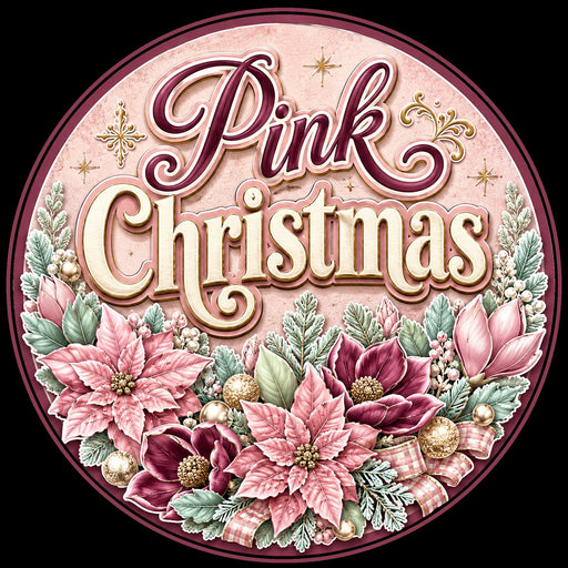 Pink Christmas Poinsettia Round - PS-W-0184