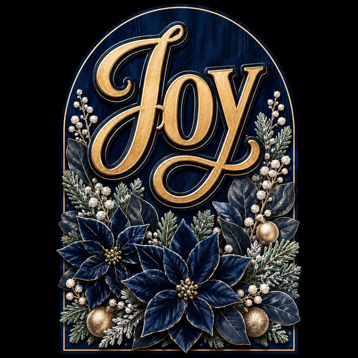 Joy Navy and Gold Poinsettia - PS-W-0214