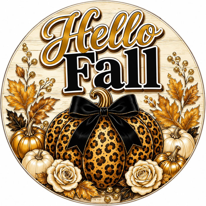 Hello Fall Leopard Pumpkin - PS-W-0220