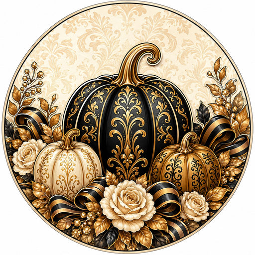 Black and Gold Damask Pumpkins - PS-W-0221