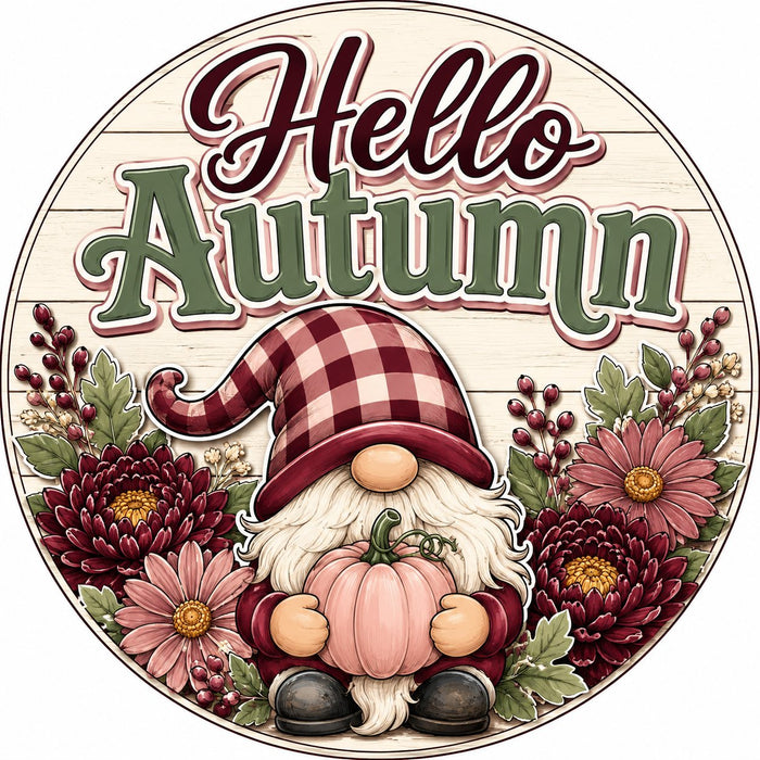Hello Autumn Plaid Gnome - PS-W-0222