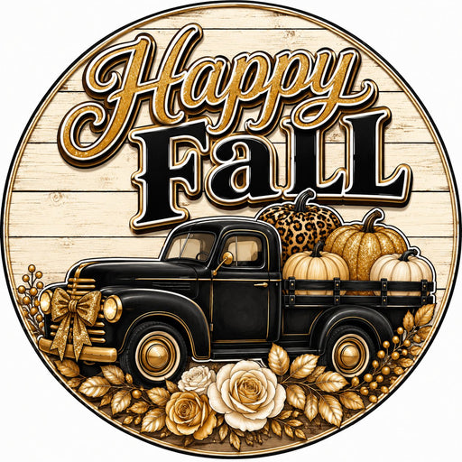Happy Fall Vintage Black Truck - PS-W-0232