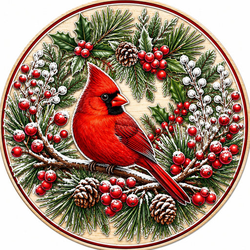 Winter Cardinal & Holly - PS-W-0250