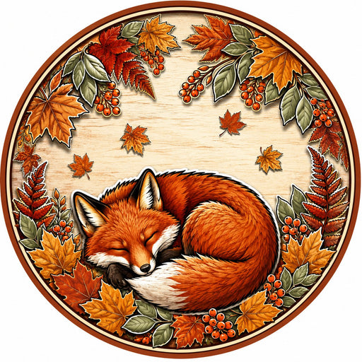 Sleeping Fox Fall Leaves - PS-W-0253