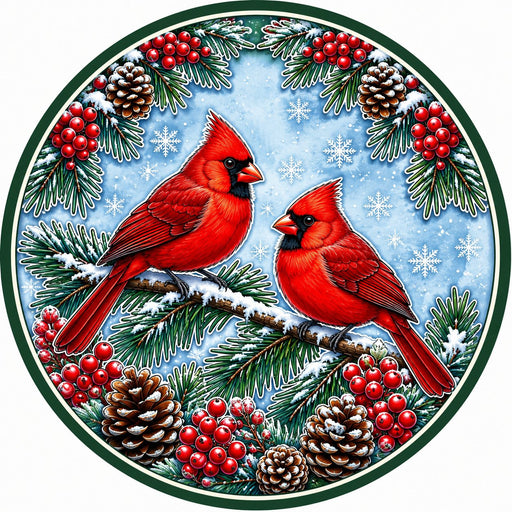 Winter Cardinal Pair Snow - PS-W-0255