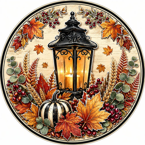 Fall Lantern & Wheat - PS-W-0256