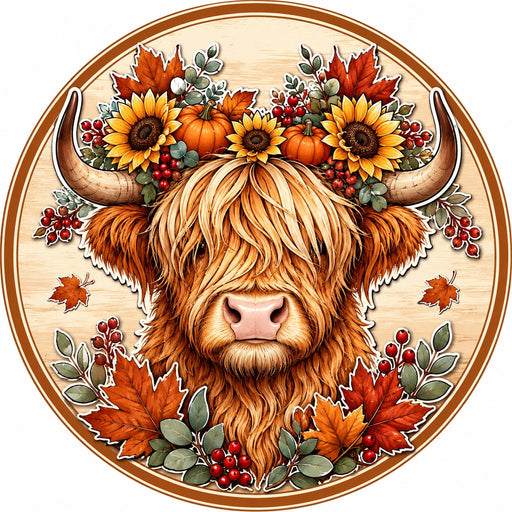 Fall Highland Cow Sunflowers - PS-W-0257
