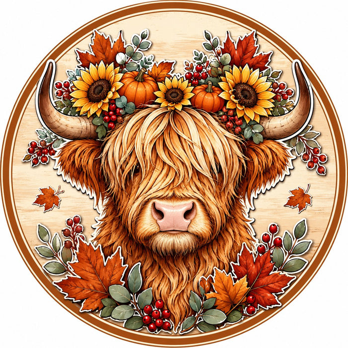 Fall Highland Cow Sunflowers - PS-W-0257