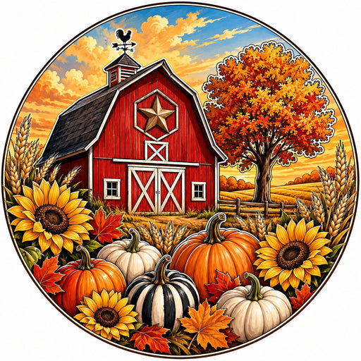 Fall Red Barn Harvest - PS-W-0260