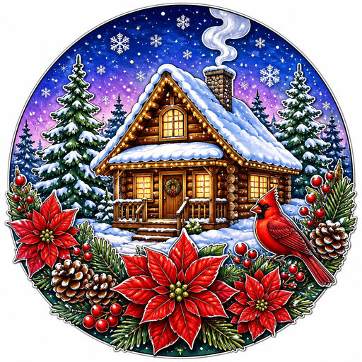 Christmas Cabin Cardinal - PS-W-0261