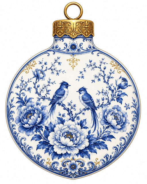 Blue Chinoiserie Songbird & Peony - PS-W-0262