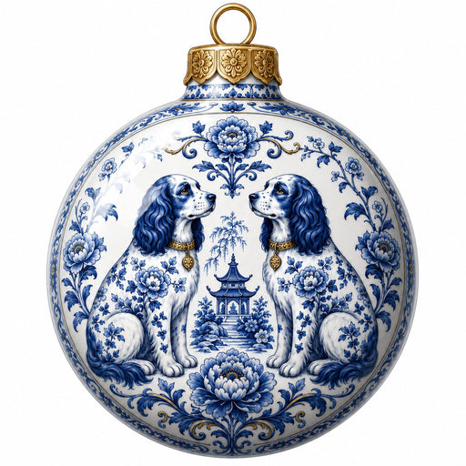 Blue Chinoiserie Spaniel Duo - PS-W-0265