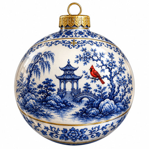 Blue Chinoiserie Cardinal - PS-W-0268