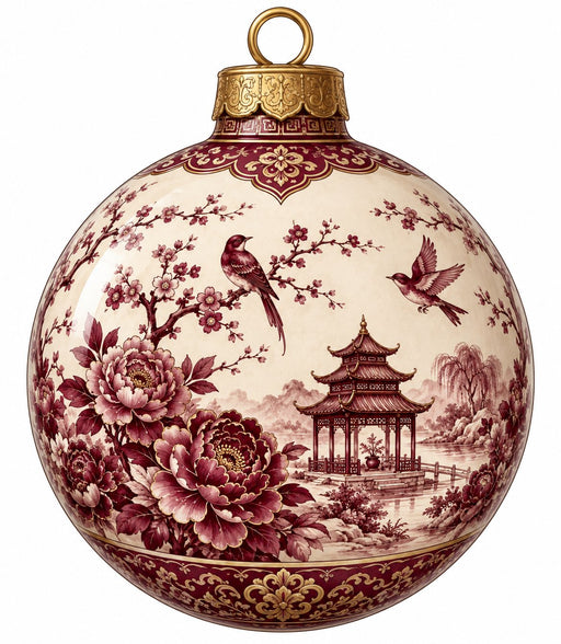 Burgundy Chinoiserie Transferware - PS-W-0274