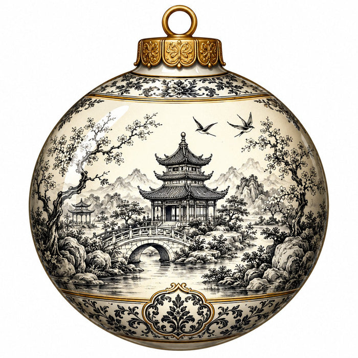 Black & Cream Chinoiserie Toile - PS-W-0276