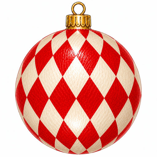Red & Cream Harlequin Ornament - PS-W-0289